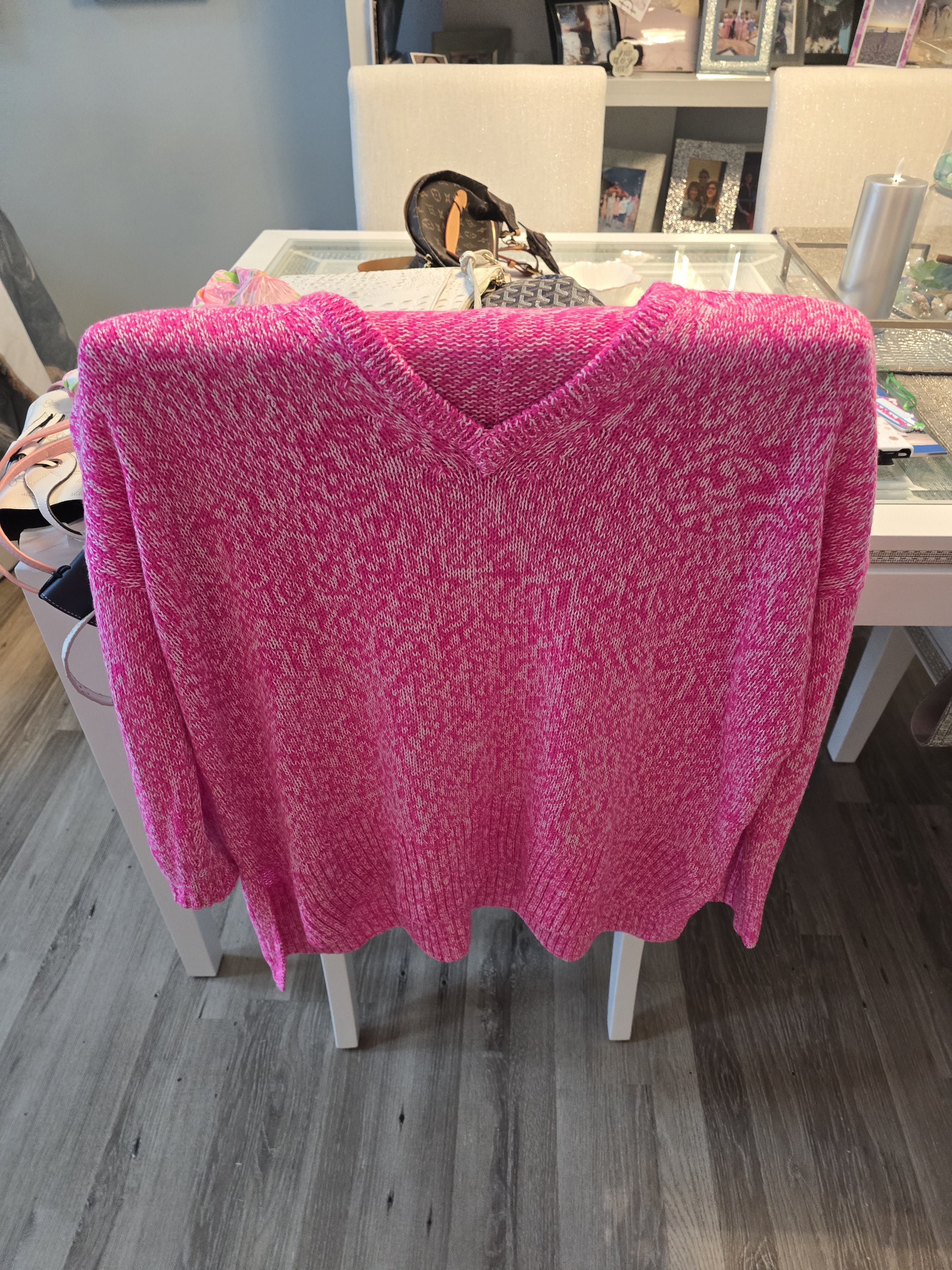 Lilly Pulitzer Pink Marled V-Neck Sweater